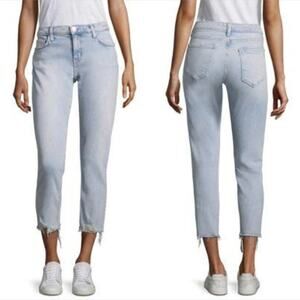 Current/elliott The Cropped Straight Jeans In Cascade With Punk Hem size 28